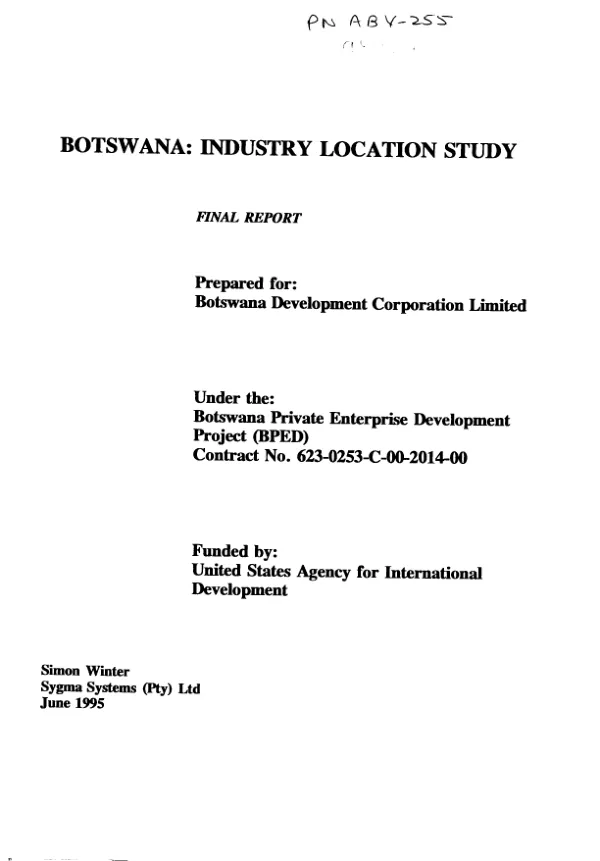 Botswana : industry location study -- final report