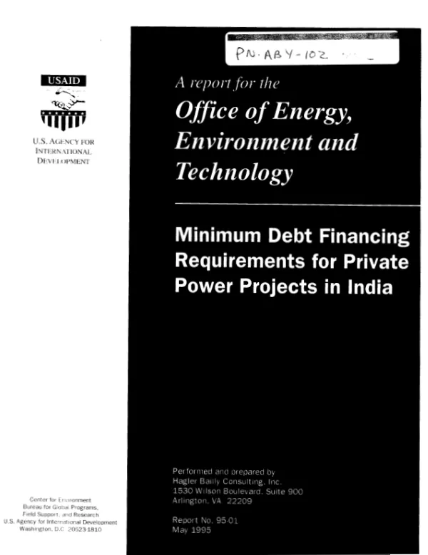 Minimum debt financing requirements for private power projects in India