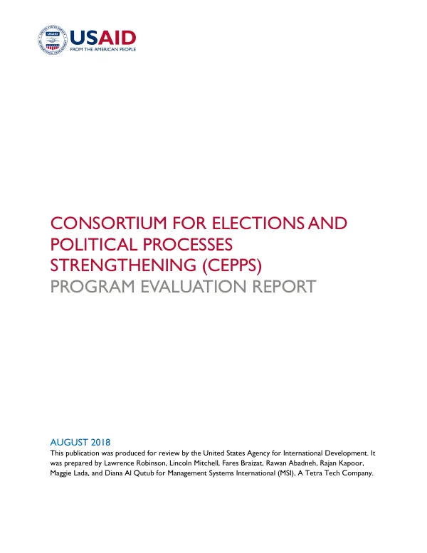 Consortium for elections and political processes strengthening (CEPPS) : program evaluation report