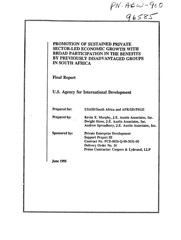 Promotion of sustained private sector-led economic growth with broad participation in the benefits by previously disadvantaged groups in South Africa