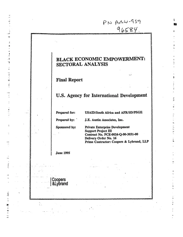 Black economic empowerment : sectoral analysis -- final report