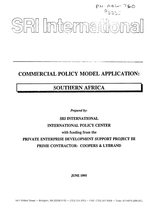 Commercial policy model application : Southern Africa