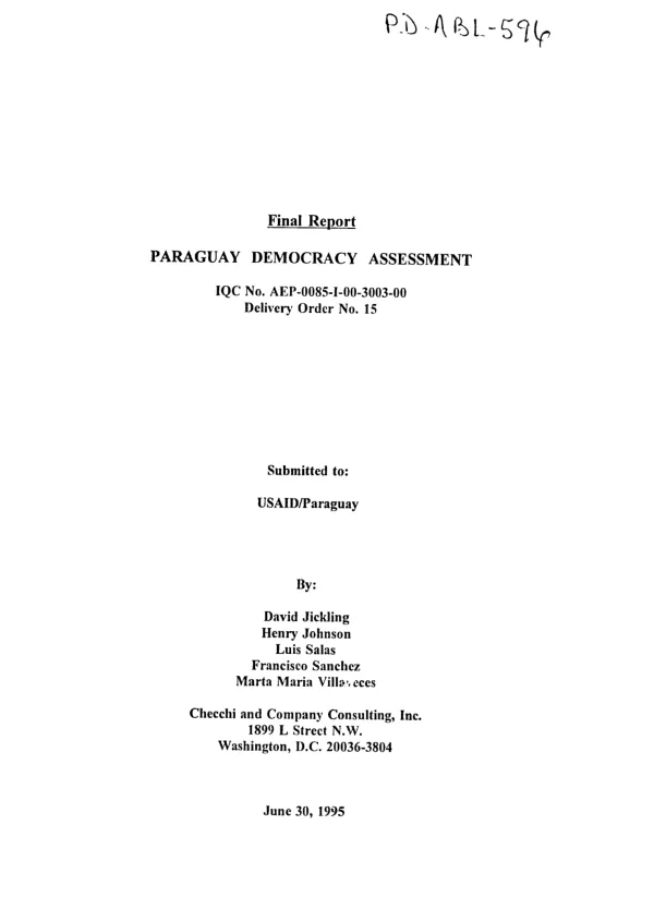 Final report : Paraguay democracy assessment
