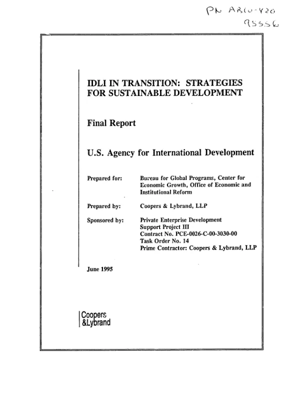 IDLI [International Development Law Institute] in transition : strategies for sustainable development - final report