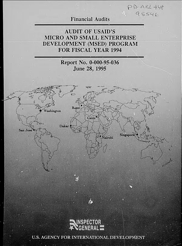 Audit of USAID"s micro and small enterprise development (MSED) program for fiscal year 1994