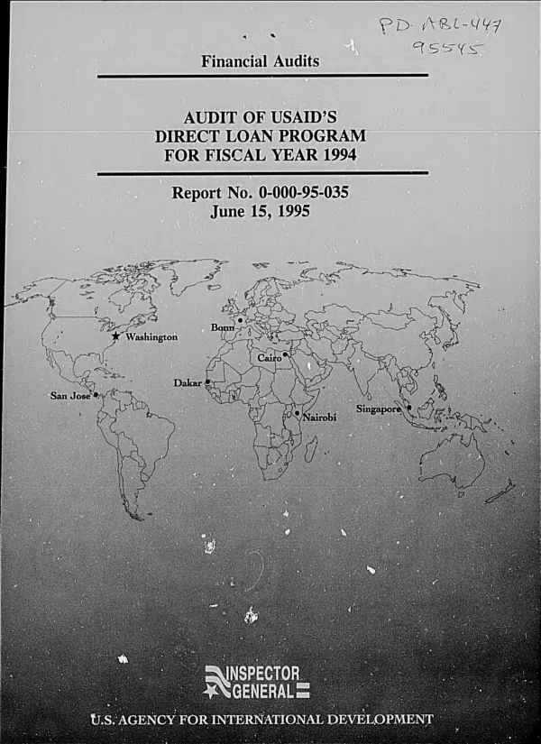 Audit of USAID"s direct loan program for fiscal year 1994