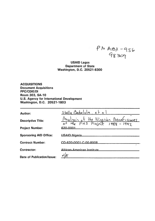 Sustaining and replicating successful child survival activities in peri-urban marginal areas of the city of Tegucigalpa, Honduras : CS-VII [child survival], grant no. PDC-0S00-G-00-1064-00 [PDC-0500-G-00-1064-00], final evaluation