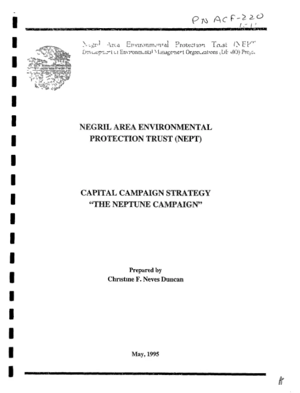 Negril Area Environmental Protection Trust (NEPT) : capital campaign strategy "The Neptune Campaign"