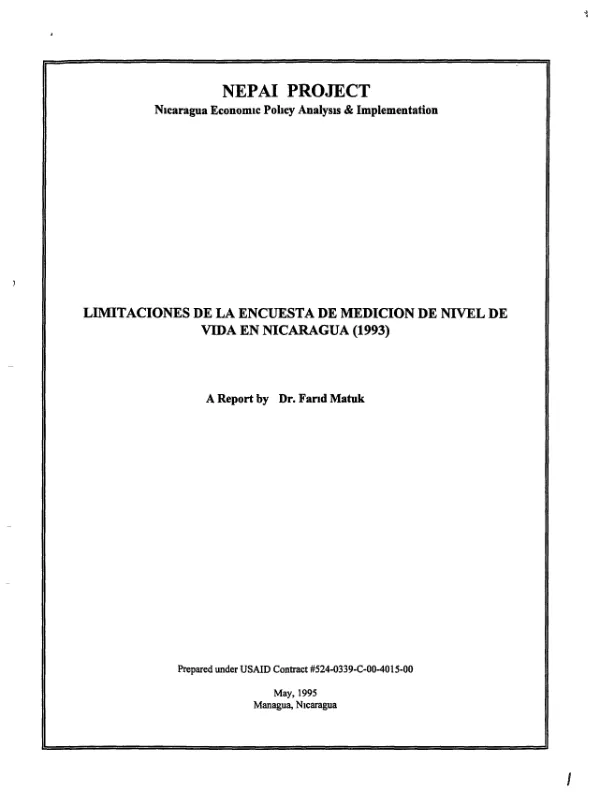 Limitaciones de la encuesta de medicion de nivel de vida en Nicaragua (1993)