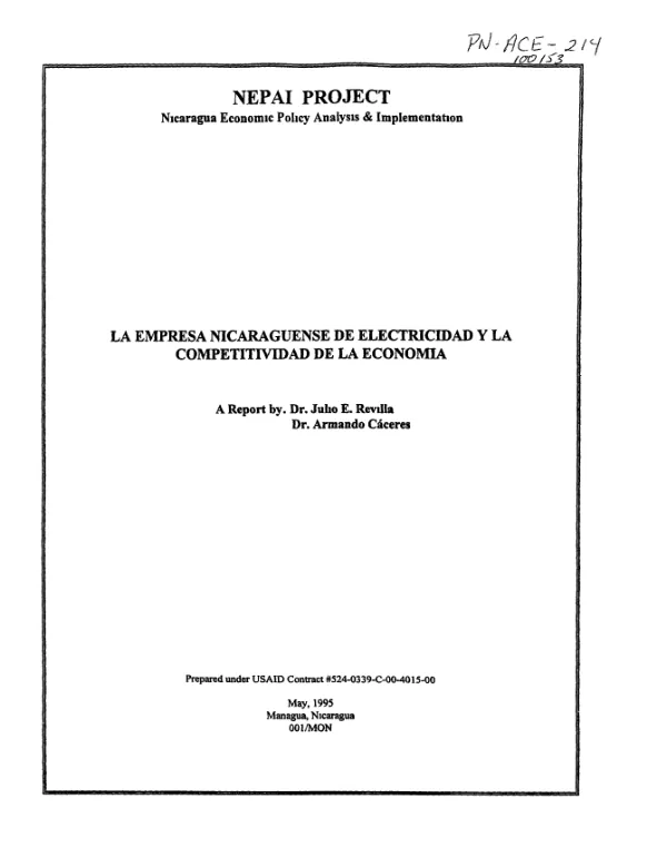 Empresa Nicaraguense de Electricidad y la competitividad de la economia