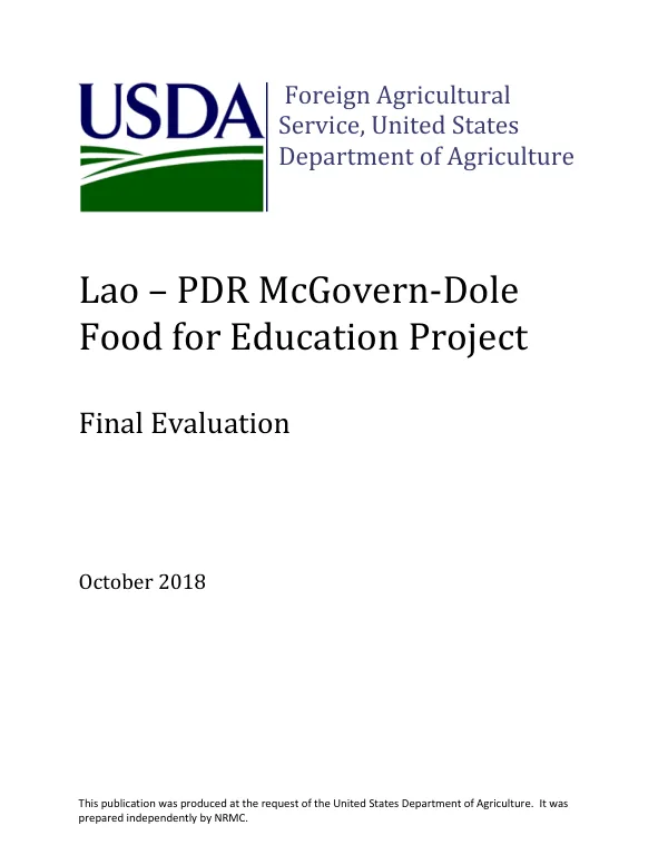 Decentralized evaluation for USDA McGovern Dole FY14 end-line evaluation in Lao PDR (FY14-16)