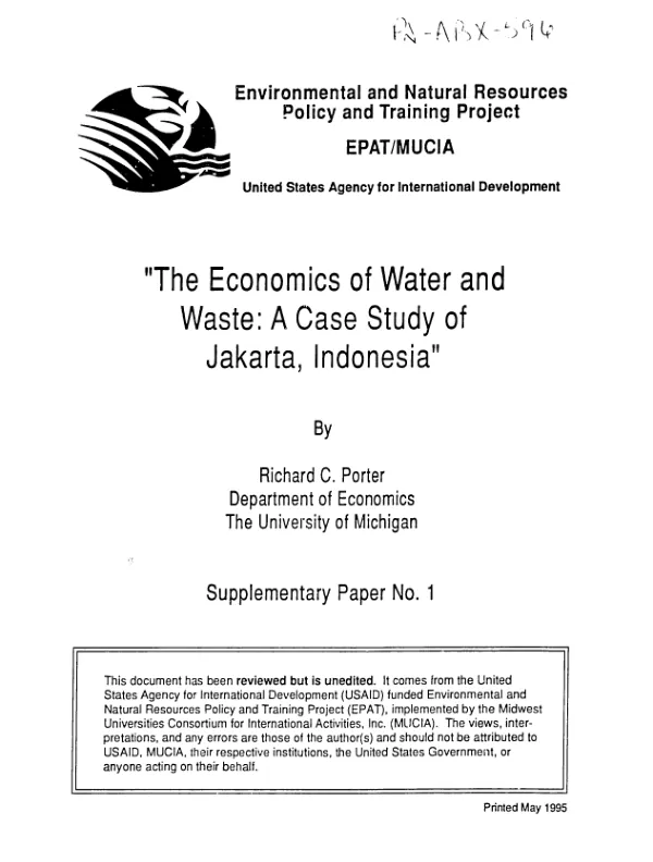 Economics of water and waste : a case study of Jakarta, Indonesia