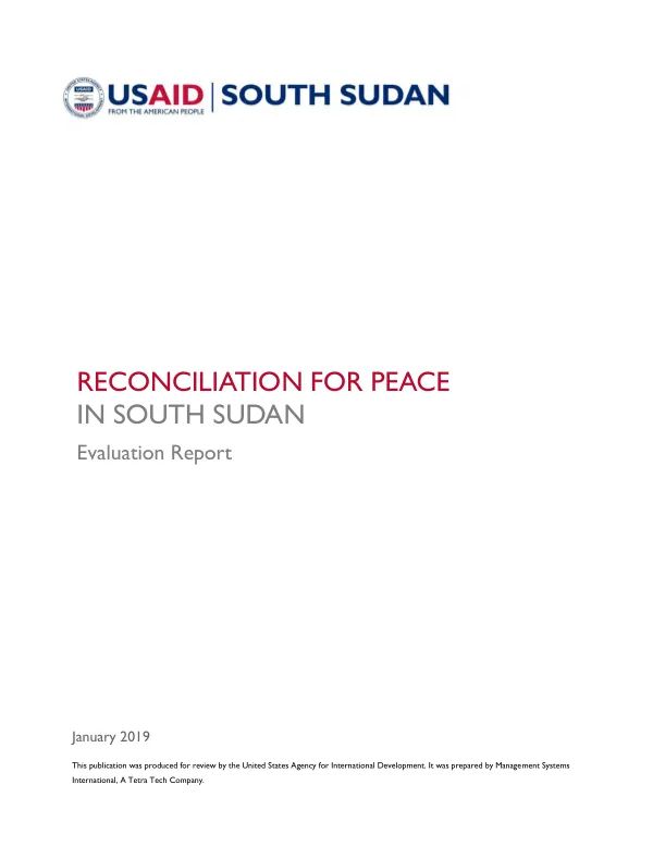Reconciliation for peace in South Sudan : evaluation report