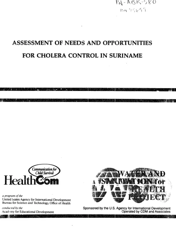 Assessment of needs and opportunities for cholera control in Suriname