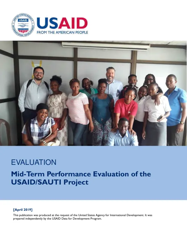 USAID/Tanzania mid-term performance evaluation of the USAID/sauti project