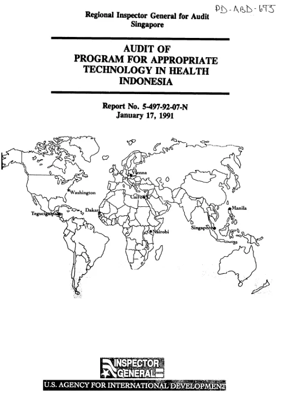 Audit of Program for Appropriate Technology in Health -- Indonesia