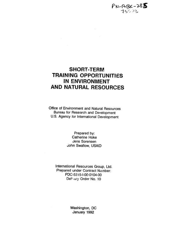 Short-term training opportunities in environment and natural resources