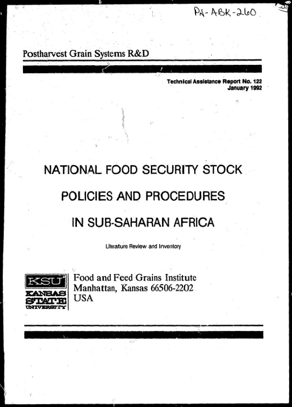 National food security stock policies and procedures in sub-Saharan Africa : literature review and inventory