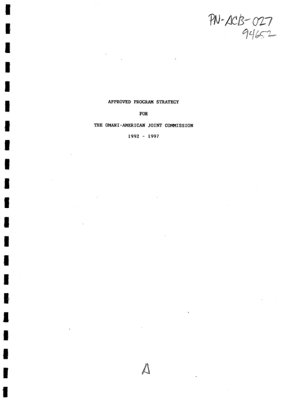 Approved program strategy for the Omani-American Joint Commission, 1992-1997