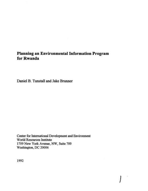 Planning an environmental information program for Rwanda