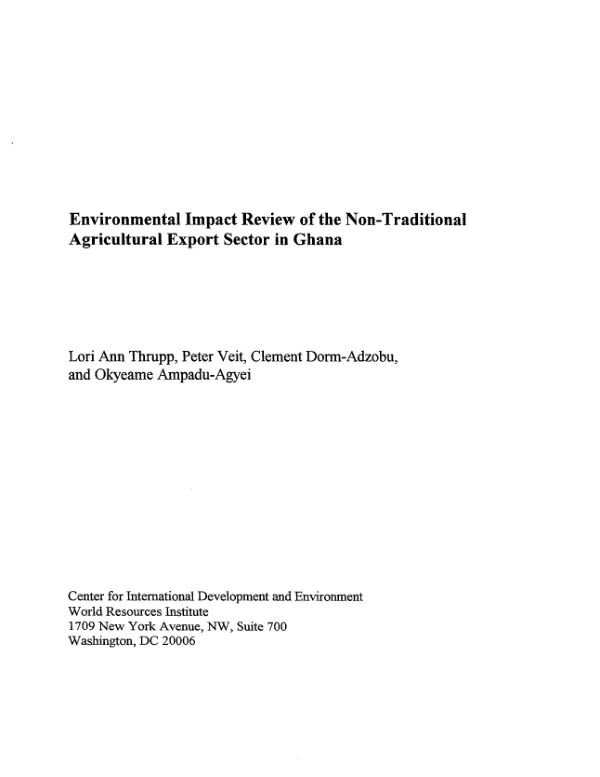 Environmental impact review of the non-traditional agricultural export sector in Ghana