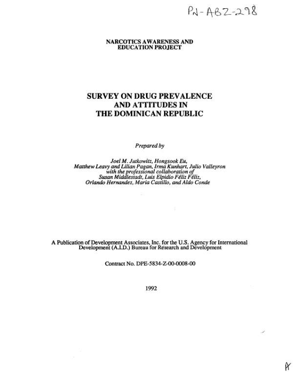 Survey on drug prevalence and attitudes in the Dominican Republic