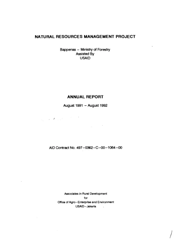 Natural resources management project : annual report, August 1991-August 1992