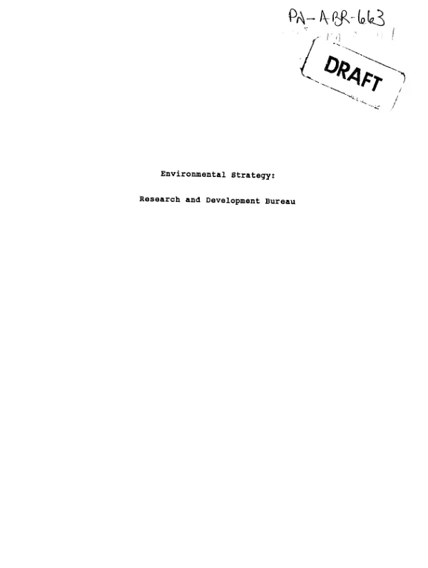 Environmental strategy : Research and Development Bureau