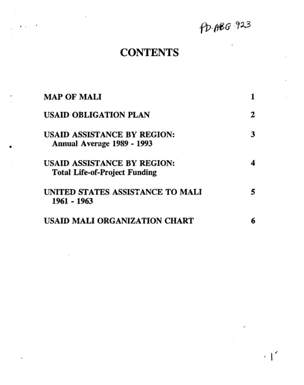 [USAID/Mali : history and program, 1961-1993]