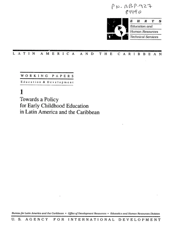 Towards a policy for early childhood education in Latin America and the Caribbean