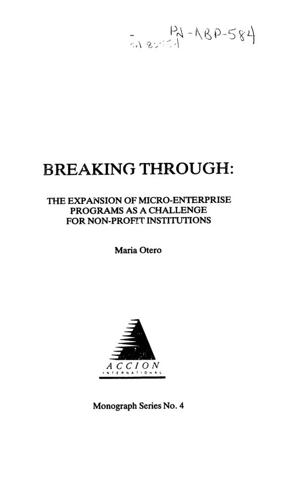 Breaking through : the expansion of micro-enterprise programs as a challenge for non-profit institutions
