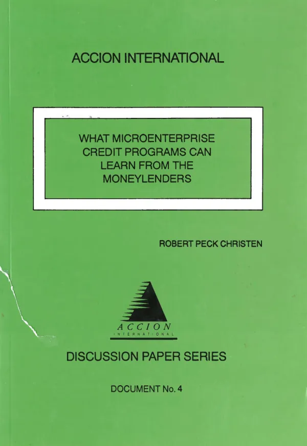 What microenterprise credit programs can learn from the moneylenders