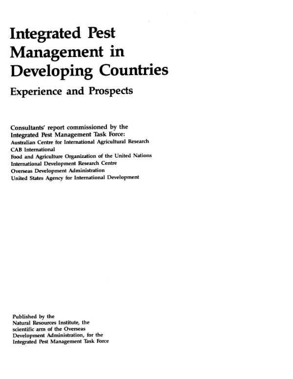 Integrated pest management in developing countries : experience and prospects