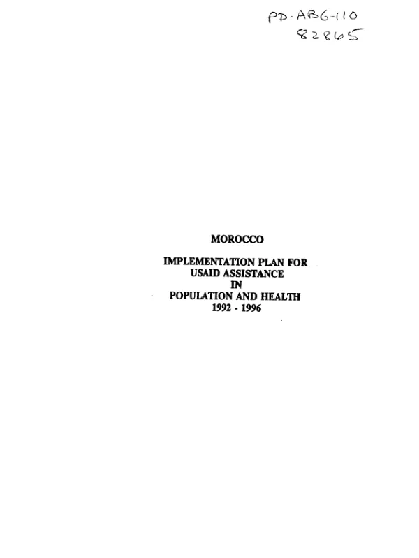 Morocco : implementation plan for USAID assistance in population and health, 1992-1996