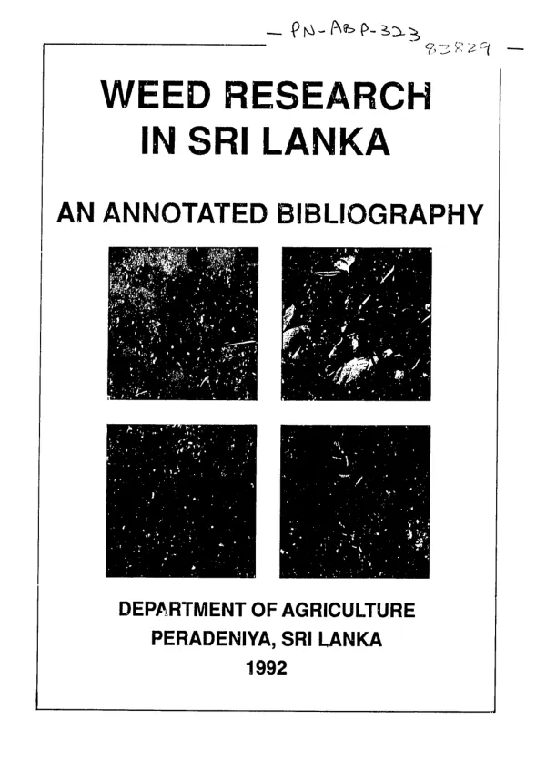 Weed research in Sri Lanka : an annotated bibliography