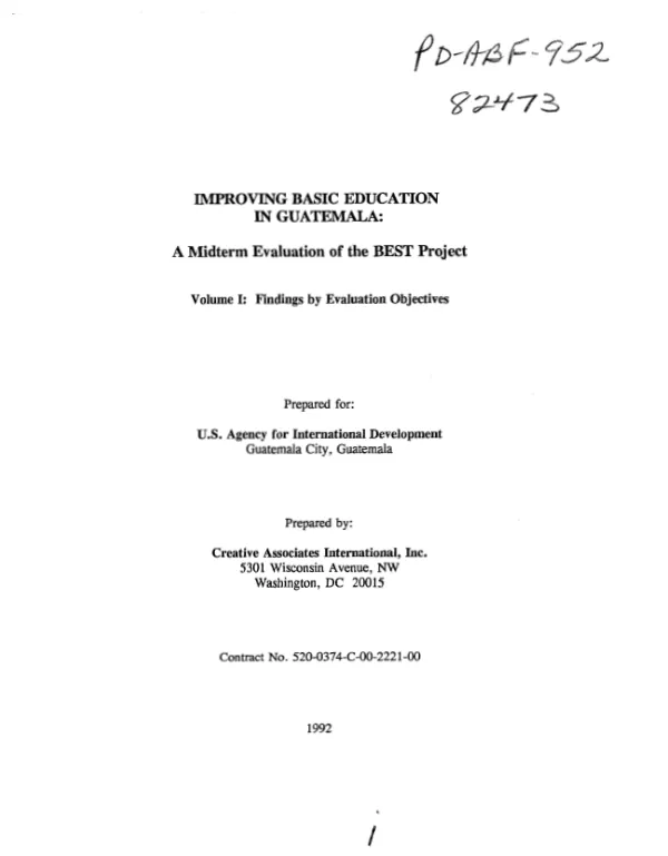 Improving basic education in Guatemala : a midterm evaluation of the BEST [basic education strengthening] project