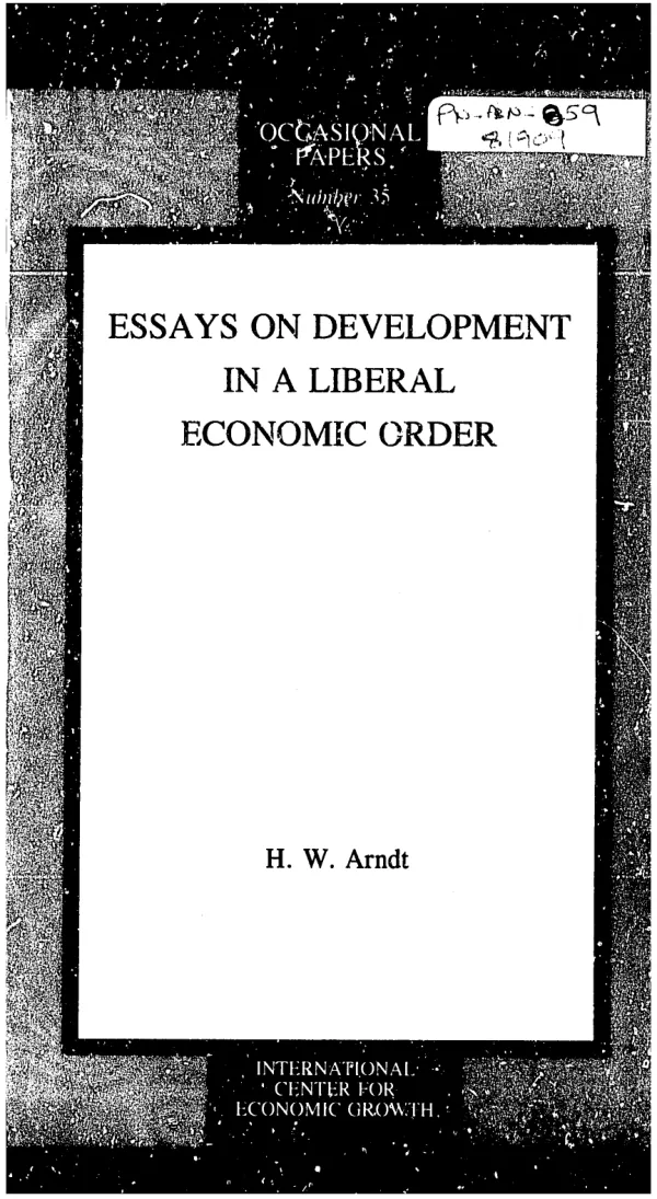 Essays on development in a liberal economic order