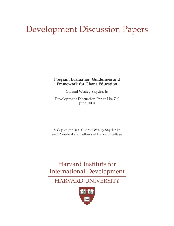 Program evaluation guidelines and framework for Ghana education