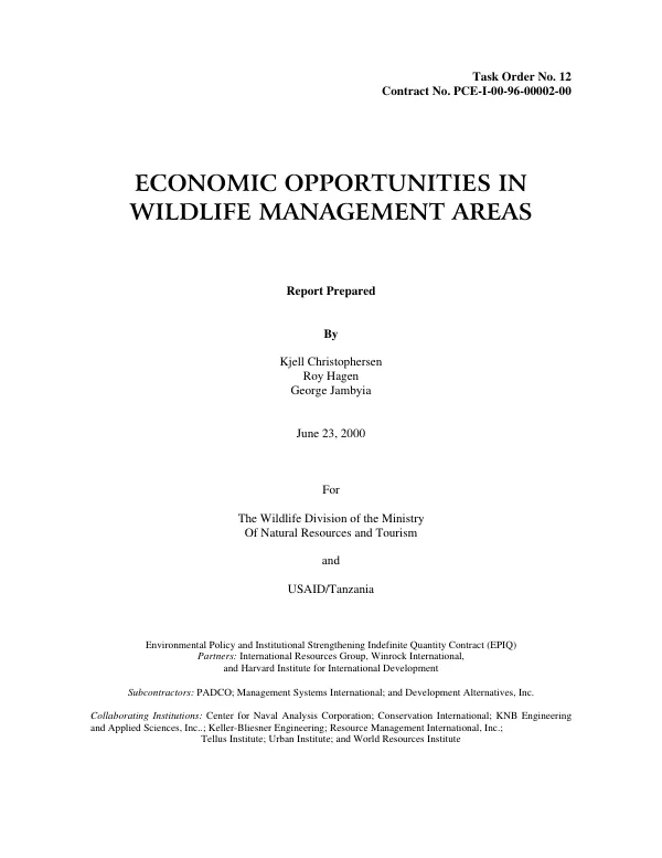 Economic opportunities in wildlife management areas