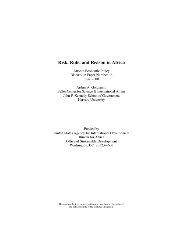 Risk, rule, and reason in Africa