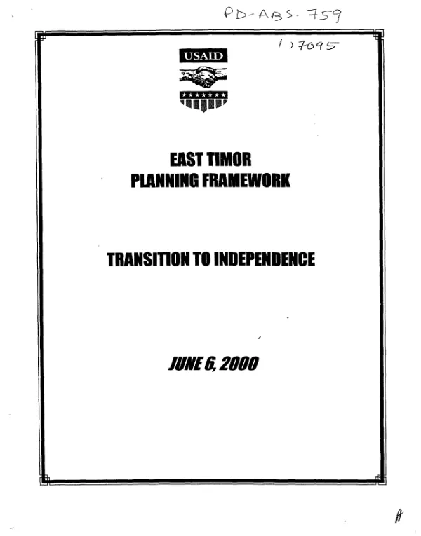 East Timor planning framework : transition to independence