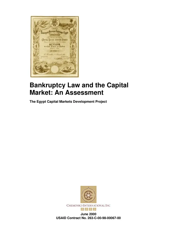 Bankruptcy law and the capital market : an assessment