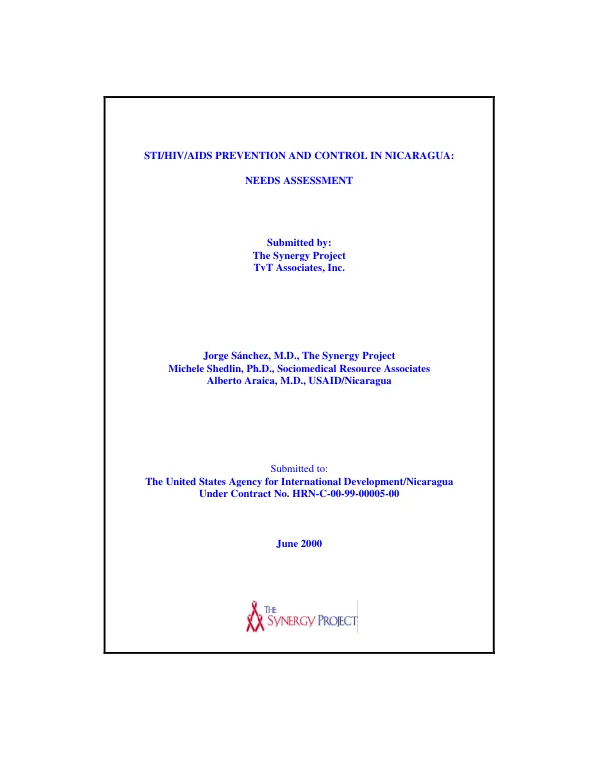 STI/HIV/AIDS prevention and control in Nicaragua : needs assessment