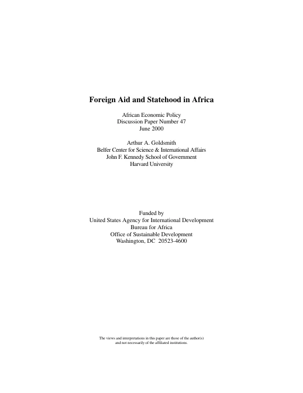 Foreign aid and statehood in Africa