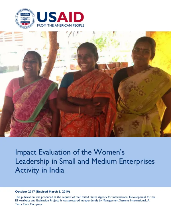 Impact evaluation of the women’s leadership in small and medium enterprises activity in India