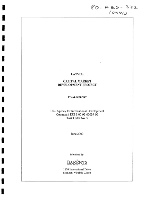Latvia : capital market [i.e. markets] development project -- final report