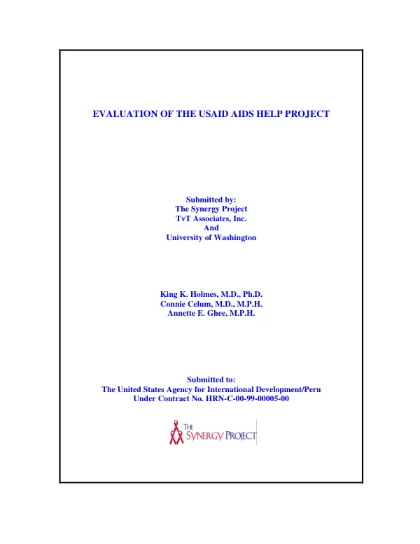Evaluation of the USAID AIDS help project