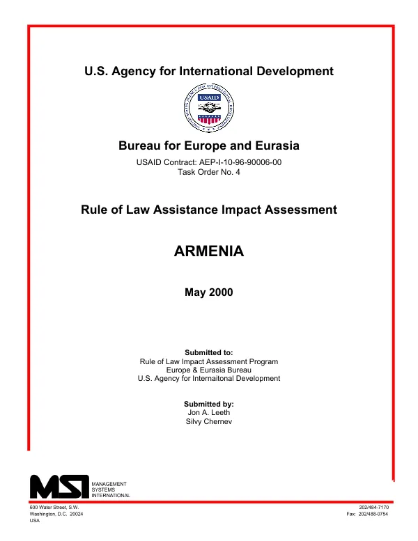 Rule of law assistance impact assessment : Armenia