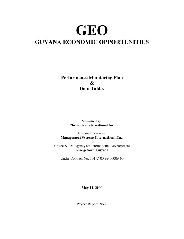 Performance monitoring plan & data tables