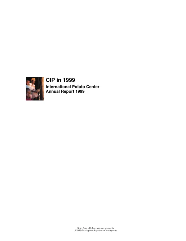 CIP in 1999 : the International Potato Center annual report 1999